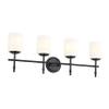 Kichler Ali 4 Light Bathroom Vanity Light in Black with Satin Etched Glass Shades for use in Bathrooms and Powder Rooms, 52143BK view 1