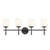 Kichler Ali 4 Light Bathroom Vanity Light in Black with Satin Etched Glass Shades for use in Bathrooms and Powder Rooms, 52143BK view 2