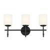 Kichler Ali 3 Light Bathroom Vanity Light in Black with Satin Etched Glass Shades for use in Bathrooms and Powder Rooms, 52142BK view 2