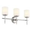 Kichler Ali 3 Light Bathroom Vanity Light in Polished Nickel with Satin Etched Glass Shades for use in Bathrooms and Powder Rooms, 52142PN view 1