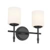 Kichler Ali 2 Light Bathroom Vanity Light in Black with Satin Etched Glass Shades for use in Bathrooms and Powder Rooms, 52141BK view 1