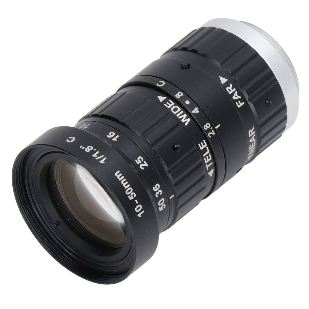 Camera Lens, Heat Resistant Aluminum Alloy Rust Proof Manual Iris Lens 10mm to 50mm Length High Definition for Industrial Camera