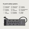 Belkin Power Strip Surge Protector - 12 AC Multiple Outlets & 8 ft Long Flat Plug Heavy Duty Extension Cord for Home, Office, Travel, Computer, Laptop & Phone Charging Brick (3,940 Joules), Pack of 3 view 4