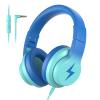 Candy Bila Kids Headphones, Wired Headphones for Kids with Microphone, 85/94dB Volume Limiter Headphone for Girls Boys, Foldable Headphone for Online Study, Gradient Blue view 1