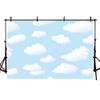 SENDY 7x5ft Blue Sky and White Cloud Backdrop Birthday Party Decorations Supplies for Kid World Travel Airplane Aviator Boy Baby Shower Photography Background Banner for Cake Table Photo Shoot Props view 4