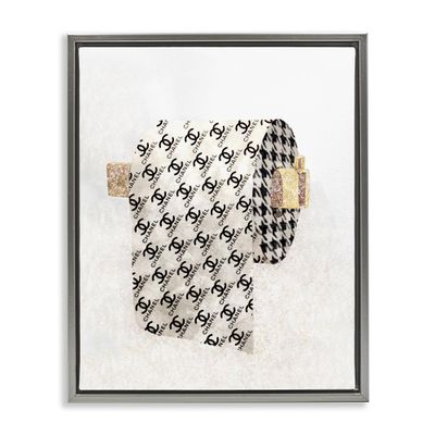 Stupell Industries Fashion Glam Toilet Paper Designer Detailing Framed Floater Canvas Wall Art Design by Ziwei Li