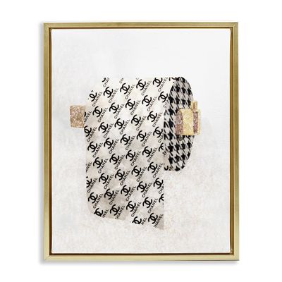 Stupell Industries Fashion Glam Toilet Paper Designer Detailing Framed Floater Canvas Wall Art Design by Ziwei Li