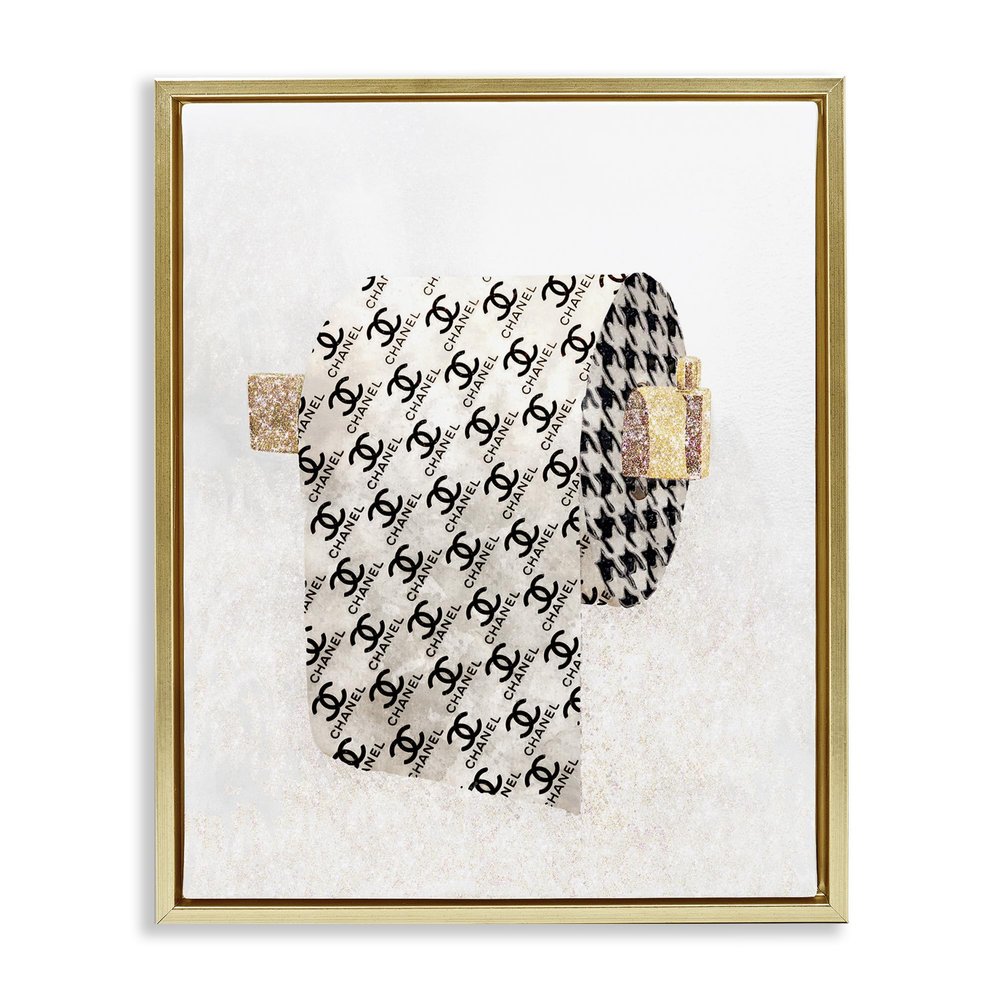 Stupell Industries Fashion Glam Toilet Paper Designer Detailing Framed Floater Canvas Wall Art Design by Ziwei Li