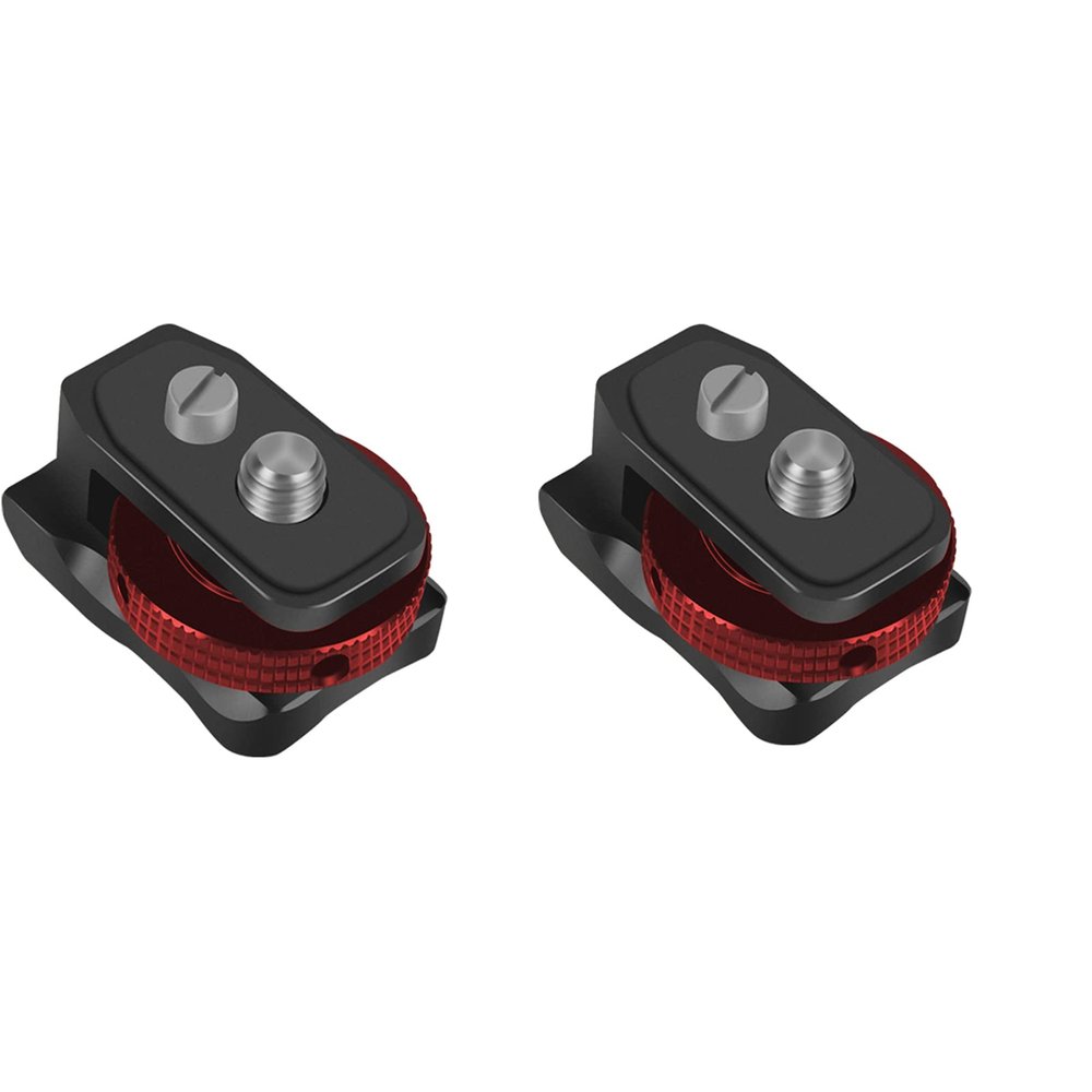 BGNing Cold Shoe Mount Adapter Base with 1/4" Mounting Screw for DSLR Camera Cage Rig Flash LED Light Microphone Bracket Stand Support (2pcs Black and Red)