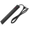Metal Wall Mount Power Strip, Mountable Power Outlet with 6 AC Outlets, Aluminum Alloy Mount Power Socket with Switch, 15 FT SJT 3/C 14AWG Power Cord, 15A 125V 1875W (6AC) Black view 1