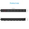Metal Wall Mount Power Strip, Mountable Power Outlet with 6 AC Outlets, Aluminum Alloy Mount Power Socket with Switch, 15 FT SJT 3/C 14AWG Power Cord, 15A 125V 1875W (6AC) Black view 2