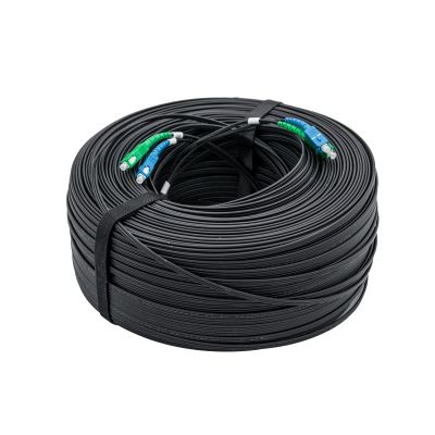 10Gtek FTTH Cable Single Fiber Indoor/Outdoor Optical Fiber Drop Cable, G657A2, SC Duplex Connector Single Mode, 9/125, LSZH Jacket, Black, 300-Meter(1000-ft)/Roll