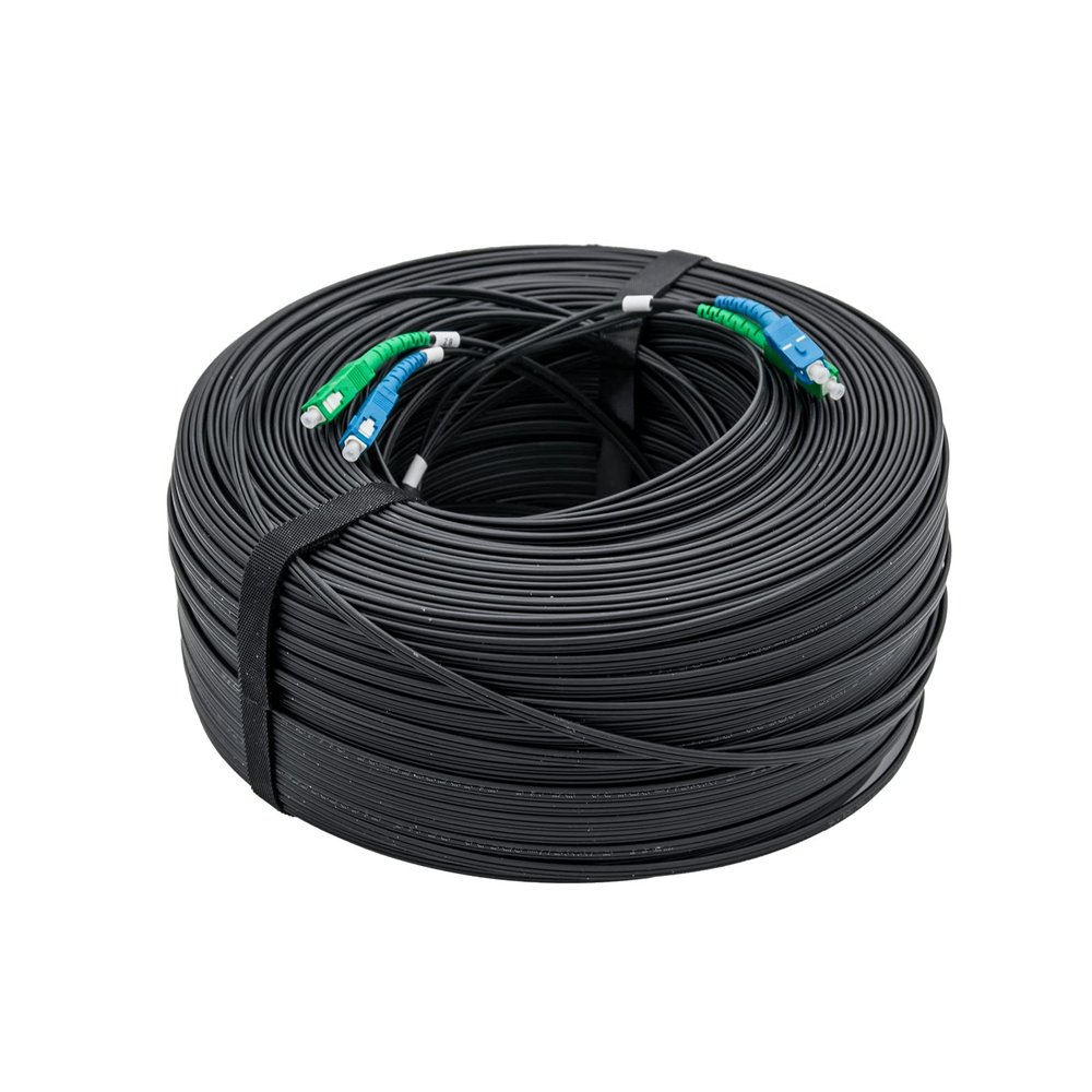 10Gtek FTTH Cable Single Fiber Indoor/Outdoor Optical Fiber Drop Cable, G657A2, SC Duplex Connector Single Mode, 9/125, LSZH Jacket, Black, 300-Meter(1000-ft)/Roll