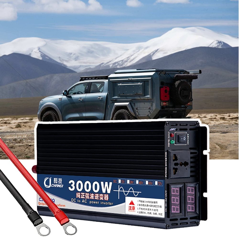 JINTAOMA Power Inverter Pure Sine Wave 12V DC to 110V 120V Dual AC Outlets and USB Port for RV Car Solar System Emergency,3000W-24Vto220V