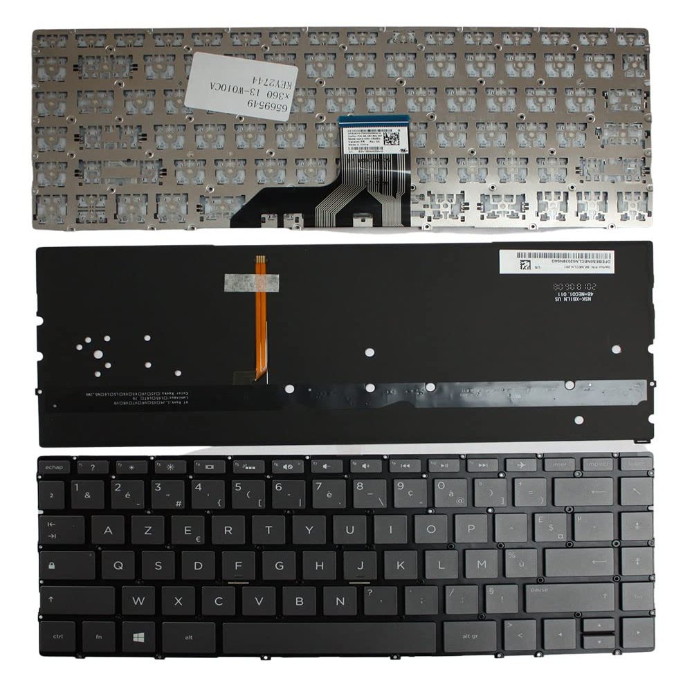 Power4Laptops French Layout Backlit Black Replacement Laptop Keyboard Compatible with HP Spectre 13-w090nz