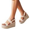ZBYY Women's Wedge Platform Espadrilles Sandals Open Toe Buckle Ankle Strap Bohemian Wedge Summer Beach Casual Sandals view 1