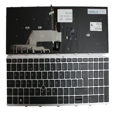 Power4Laptops UK Layout with Pointer Silver Frame Backlit Black Replacement Laptop Keyboard Compatible with HP L62786-031