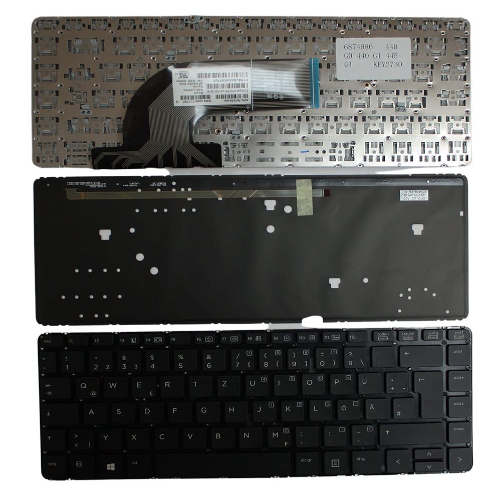 Power4Laptops German Layout Backlit Black Replacement Laptop Keyboard Compatible with HP ProBook 445 G2