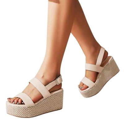 ZBYY Women's Wedge Platform Espadrilles Sandals Open Toe Buckle Ankle Strap Bohemian Wedge Summer Beach Casual Sandals