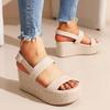 ZBYY Women's Wedge Platform Espadrilles Sandals Open Toe Buckle Ankle Strap Bohemian Wedge Summer Beach Casual Sandals view 2