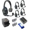 Eartec UL5S Ultralite Full Duplex Wireless Headset Communication for 5 Users - 5 Single Ear Headsets with Five (5) Additional Batteries and SolidSignal Cleaning Wipes Bundle view 1