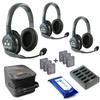 Eartec UL3D Ultralite Full Duplex Wireless Headset Communication for 3 Users - 3 Dual Ear Headsets with Three (3) Additional Batteries and SolidSignal Cleaning Wipes Bundle view 1