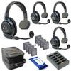 Eartec UL4S Ultralite Full Duplex Wireless Headset Communication for 4 Users - 4 Single Ear Headsets with Four (4) Additional Batteries and SolidSignal Cleaning Wipes Bundle view 1