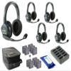 Eartec UL5D Ultralite Full Duplex Wireless Headset Communication for 5 Users - 5 Dual Ear Headsets with Five (5) Additional Batteries and SolidSignal Cleaning Wipes Bundle view 1
