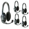 Eartec UL5D Ultralite Full Duplex Wireless Headset Communication for 5 Users - 5 Dual Ear Headsets with Five (5) Additional Batteries and SolidSignal Cleaning Wipes Bundle view 2