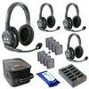 Eartec UL4D Ultralite Full Duplex Wireless Headset Communication for 4 Users - 4 Dual Ear Headsets with Four (4) Additional Batteries and SolidSignal Cleaning Wipes Bundle view 1