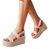 ZBYY Women's Wedge Platform Espadrilles Sandals Open Toe Buckle Ankle Strap Bohemian Wedge Summer Beach Casual Sandals view 1