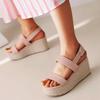 ZBYY Women's Wedge Platform Espadrilles Sandals Open Toe Buckle Ankle Strap Bohemian Wedge Summer Beach Casual Sandals view 2