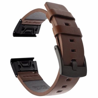 SKM 20 22 26mm New Smart Leather Quick Release Strap for Garmin Fenix 6 6S 6X Pro 5S 5 5X Plus 3 HR S62 935 Tactix Delta Wristband (Color : Dark Brown, Size : 20mm Fenix 5S 5SPlus)