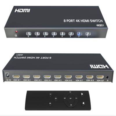 KAGO HDMI Switch 8 in 1 Out,4K HDMI Selector Switcher Box with Remote, Support 4K30Hz 1080p,HDR 3D,Compatible with PS3/4 Xbox PC Laptop Projector Blu-ray Player