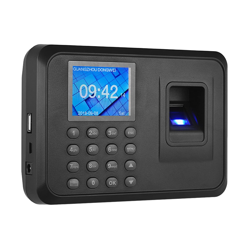 Biometric Fingerprint Password Attendance Machine Multi Language 2.4in LCD Screen Employee Checking-in Export Data, US Plug
