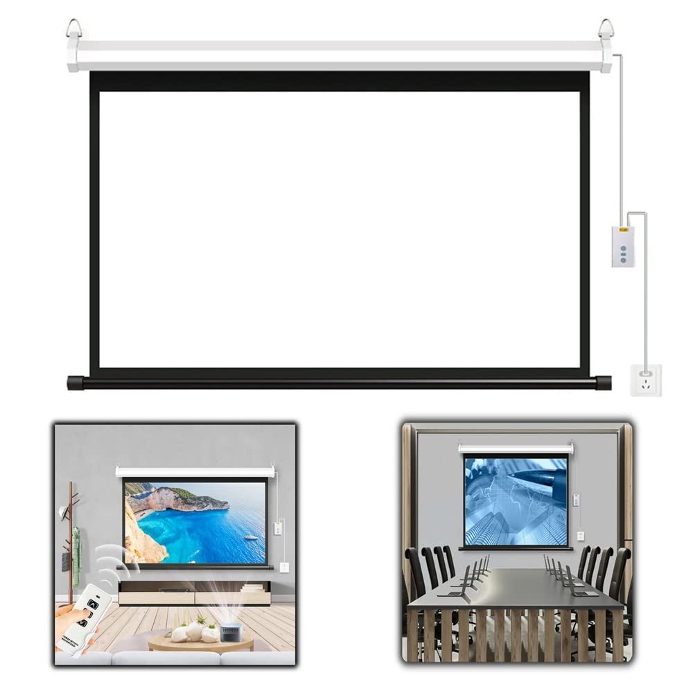 60-inch Home Theater Projection Screen with Remote Control, 4:3 16:9 HD Motorized Projector Screens, 168 Viewing Angle, 3D 4K 1080P Movie Screen (Size : Aspect Ratio 16:9)