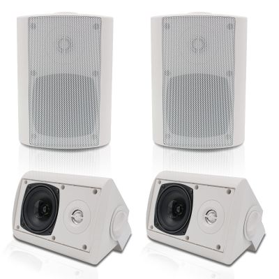 Herdio Passive Outdoor Speakers Wired Waterproof, 4 Inches 2-Way 400W Wall Mounted Speakers with Dome Tweeter, All-Weather Durability, for Patio Porch Backyard (2Pairs, White)