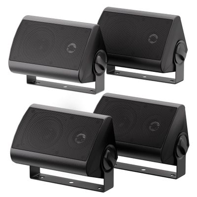 Herdio Passive Outdoor Speakers Wired Waterproof, 4 Inches 2-Way 400W Wall Mounted Speakers with Dome Tweeter, All-Weather Durability, for Patio Porch Backyard (2Pairs, Black)