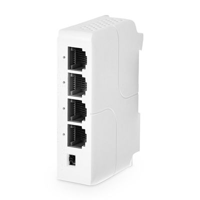 MokerLink 4 Port PoE Extender, IEEE 802.3 af/at Repeater, 100Mbps, 1 in 3 Out, Wall & Din Rail Mount Passthrough Switch