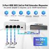 MokerLink 4 Port PoE Extender, IEEE 802.3 af/at Repeater, 100Mbps, 1 in 3 Out, Wall & Din Rail Mount Passthrough Switch view 2