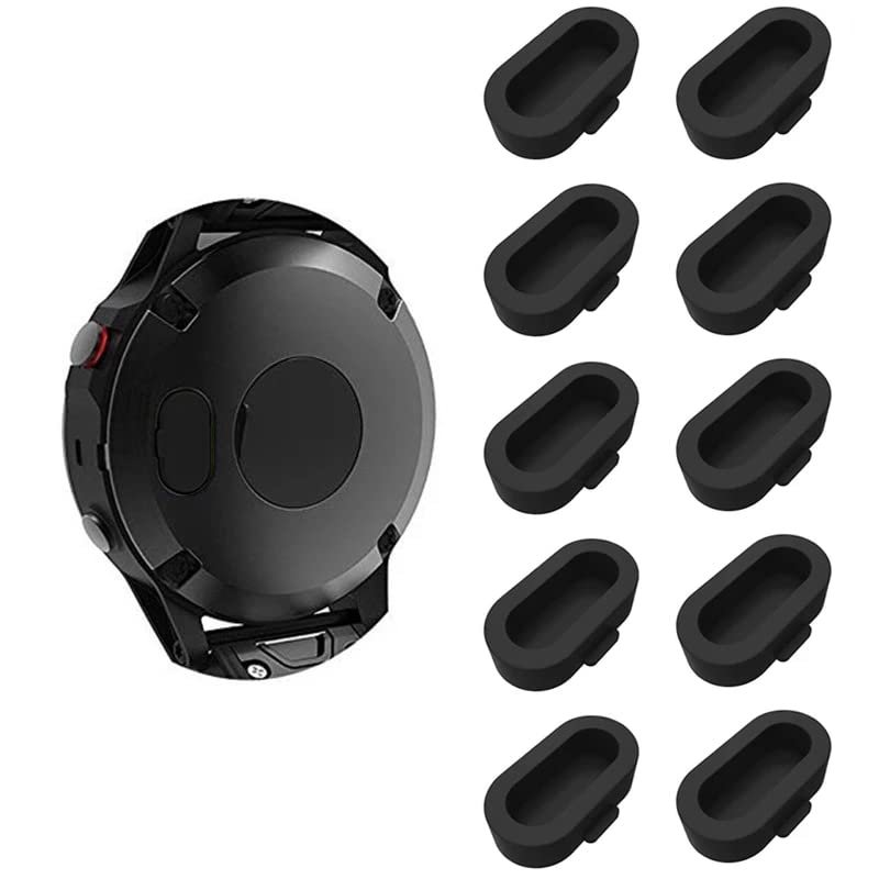 10-Black Dust Plug for Garmin Forerunner 255S/255S Music/955 Solar Silicone Charger Port Dust Plug Protector Anti-Dust Plugs Caps for Garmin Forerunner 955/255/255S