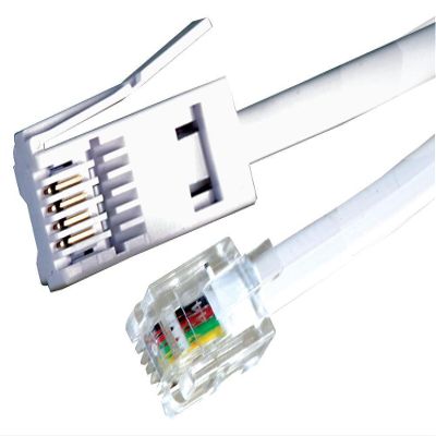 RARAION - 4 Wire BT Plug to RJ11 Crossover Telephone Cable, White, 2m