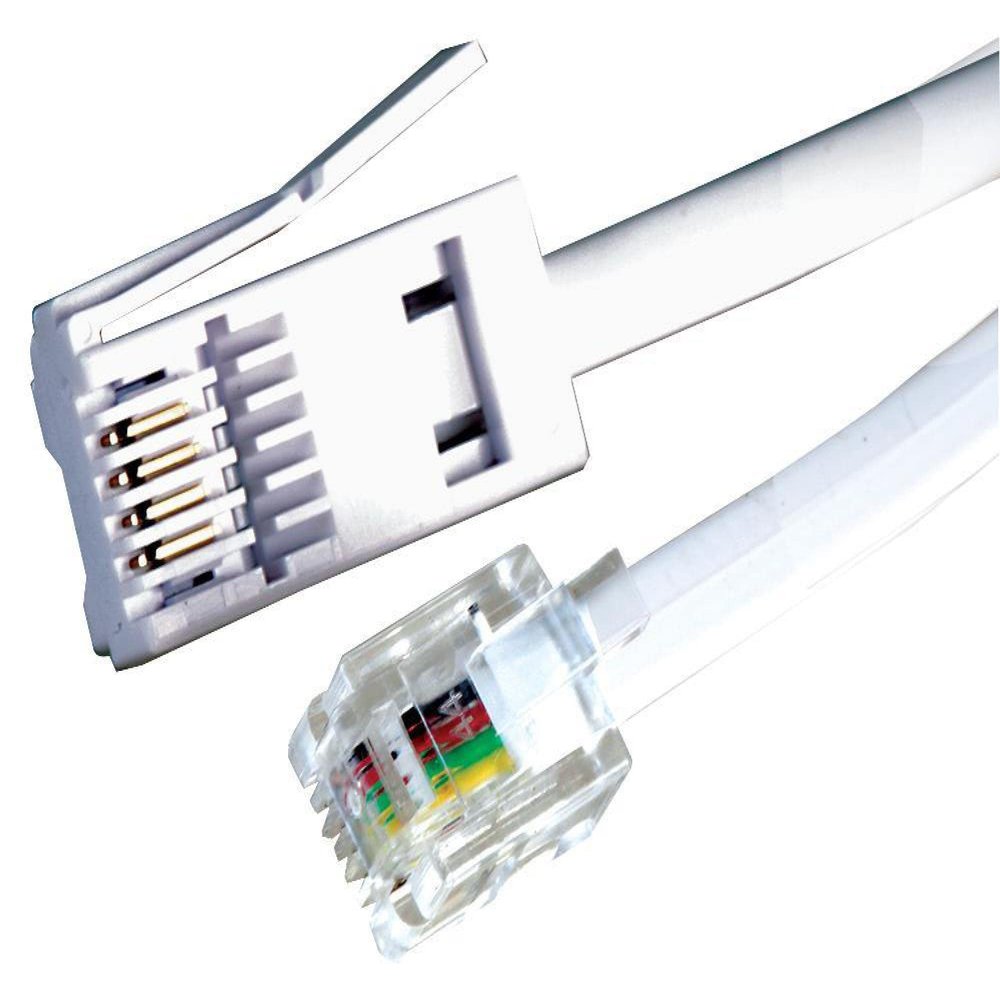 RARAION - 4 Wire BT Plug to RJ11 Crossover Telephone Cable, White, 2m