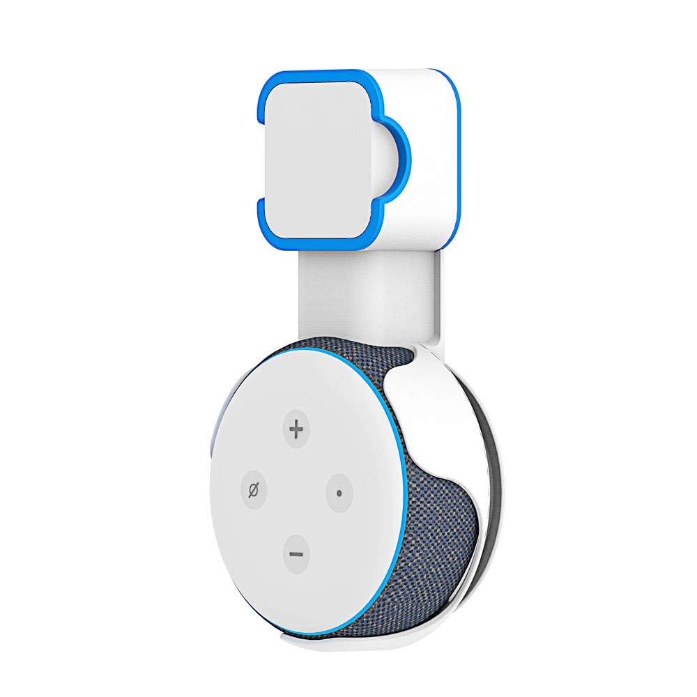 Compatible with Alexa Echo Dot 3rd Holder Wall Mount Stand Mount Accessories with Integrated Cable Management, No Screws Required, Speaker Accessories Rack (Alexa Echo Dot 3rd, White) A332