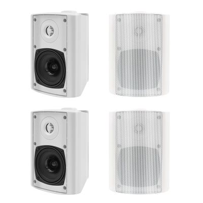Herdio 400 Watts Outdoor Speakers Bluetooth 4 Inches with Superior Stereo Dome Tweeter Indoor- Outdoor Patio Waterproof Wall Mount System (4 Speakers)