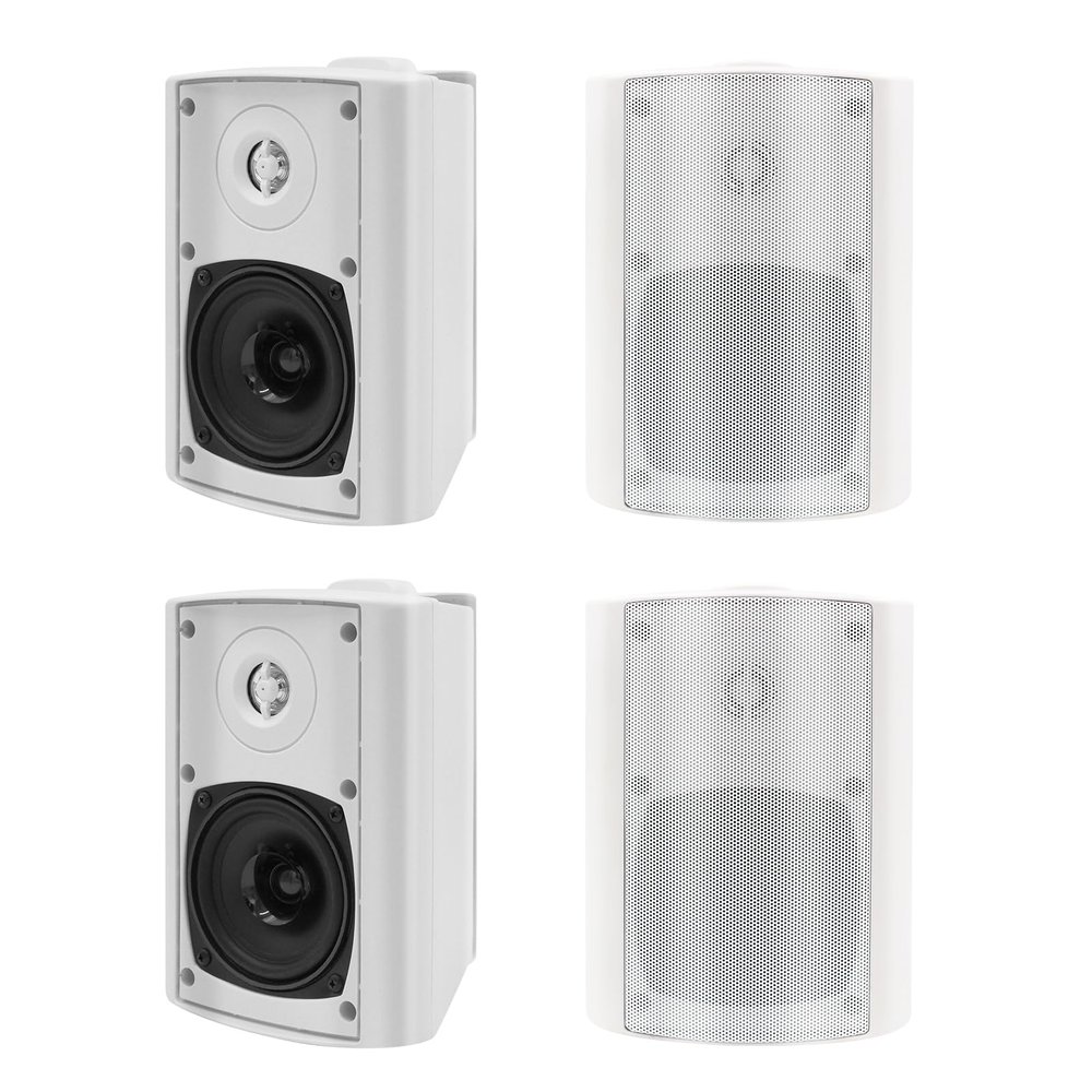 Herdio 400 Watts Outdoor Speakers Bluetooth 4 Inches with Superior Stereo Dome Tweeter Indoor- Outdoor Patio Waterproof Wall Mount System (4 Speakers)