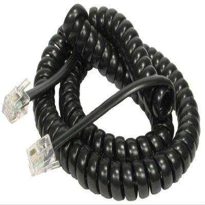 RARAION - Black RJ10 Plug to Plug Coiled Telephone Handset Cable - 5m