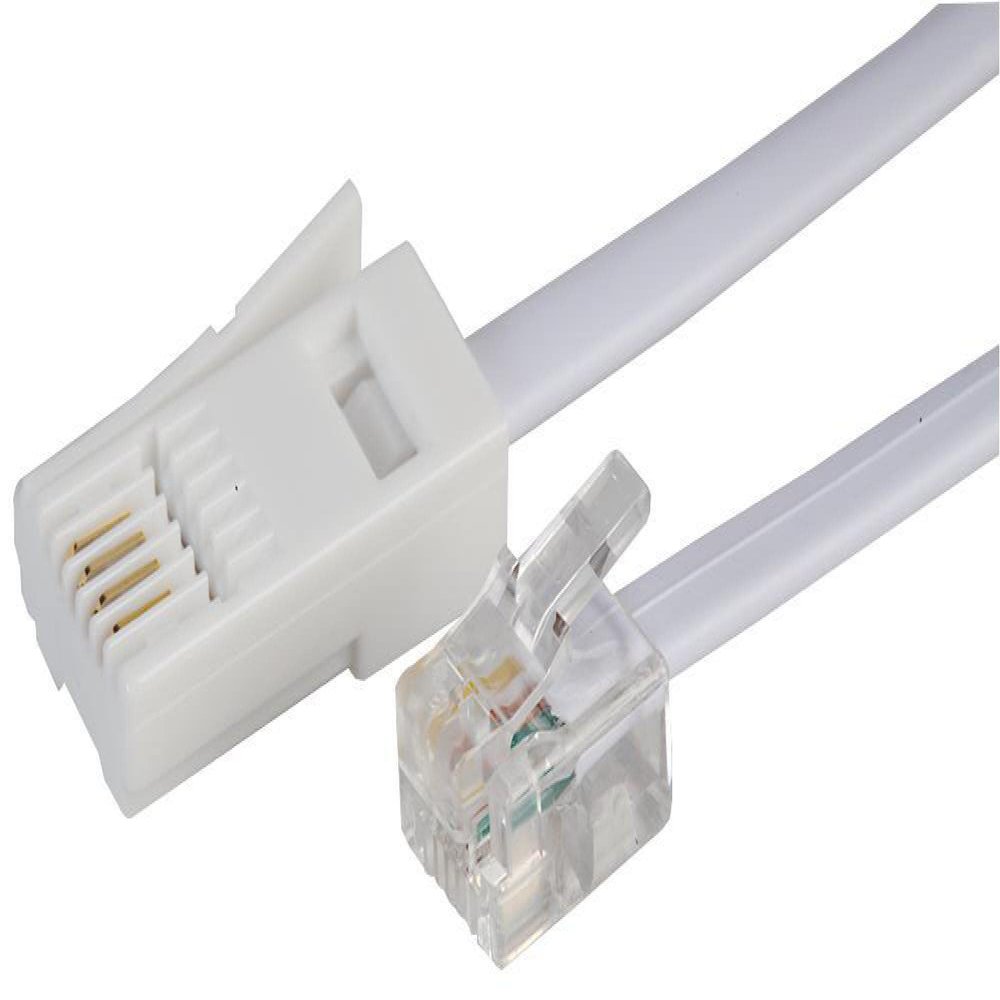 RARAION - White RJ11 to BT Plug (BT431A) Crossover Telephone Cable - 10m