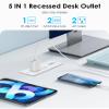 Recessed Power Strip, Flush Mounted Drawer Outlet with PD 20W Fast Charging USB-C Ports, Recessed Outlet for Conference Rooms, Office Tables, Furniture, 10FT Cord(ETL Listed) view 2