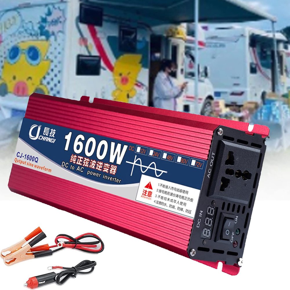 JINTAOMA Pure Sine Wave Inverter 12V 24V 48V 60V to 220V 230V 240V Car Converter Power Inverter for motorhomes,Truck,Boat,Camping,Household,Van,1600W-24Vto110V